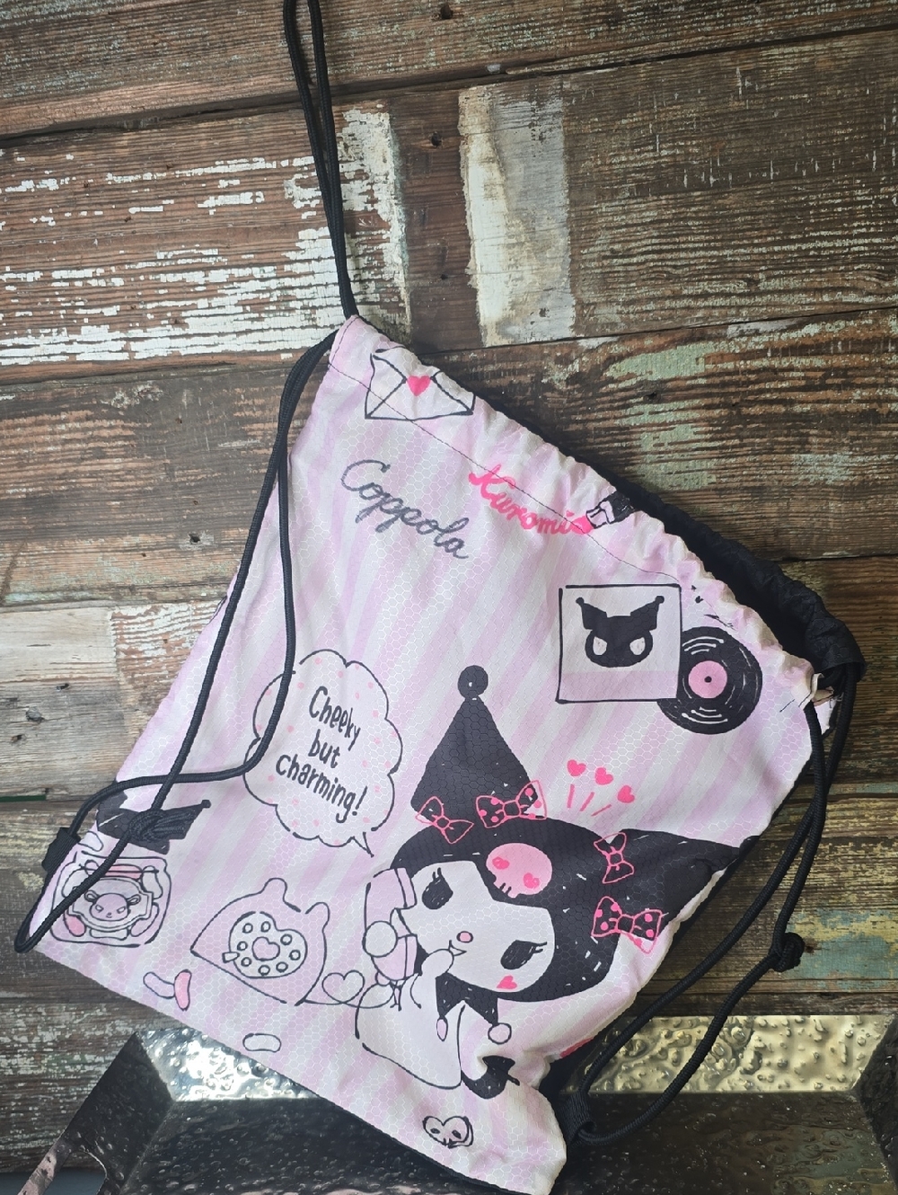 Sanrio Kuromi Pink Drawstring Backpack for Kids